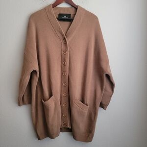 Mr. Mittens Buttoned Maxi Cardigan in Brown Sugar OS